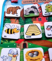 Tox ( Hayvanlar ve Yaşam Alanları ) Keçe Cırtlı Aktivite Sayfası - Çocuk Etkinlik , Eğitici Oyuncak - 7