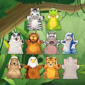 10 Parça Tox Vahşi Hayvanlar El Kukla Set , Eğitici Oyuncak - 9