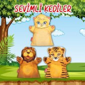 3 Parça Tox Sevimli Kediler Keçe El Kukla Set , Eğitici Oyuncak - 2