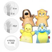 4 Parça Tox Sevimli Dostlarımız Keçe El Kukla Set , Eğitici Oyuncak - 10