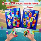 2 Set - 20 Parça Tox Emojiler ve Sebzeler Parmak Kukla T106 T104 - 7