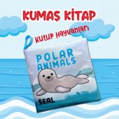 Tox İngilizce Kutup Hayvanları Kumaş Sessiz Kitap E125 - Bez Kitap , Eğitici Oyuncak , Yumuşak ve Hışırtılı - 2