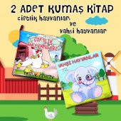 2 Kitap Tox Çiftlik Hayvanlar ve Vahşi Hayvanlar Kumaş Sessiz Kitap T058 T111 - Bez Kitap , Eğitici Oyuncak , Yumuşak ve Hışırtılı - 2