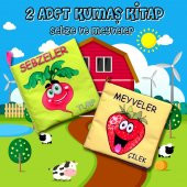 2 Kitap Tox Meyveler ve Sebzeler Kumaş Sessiz Kitap T113 T049 - Bez Kitap , Eğitici Oyuncak , Yumuşak ve Hışırtılı - 2