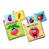 2 Kitap Tox Meyveler ve Sebzeler Kumaş Sessiz Kitap T113 T049 - Bez Kitap , Eğitici Oyuncak , Yumuşak ve Hışırtılı - 3