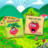 2 Kitap Tox Meyveler ve Sebzeler Kumaş Sessiz Kitap T113 T049 - Bez Kitap , Eğitici Oyuncak , Yumuşak ve Hışırtılı - 5