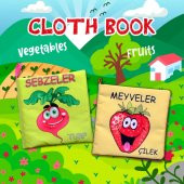 2 Kitap Tox Meyveler ve Sebzeler Kumaş Sessiz Kitap T113 T049 - Bez Kitap , Eğitici Oyuncak , Yumuşak ve Hışırtılı - 7