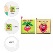 2 Kitap Tox Meyveler ve Sebzeler Kumaş Sessiz Kitap T113 T049 - Bez Kitap , Eğitici Oyuncak , Yumuşak ve Hışırtılı - 9