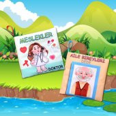 2 Kitap Tox Aile Bireyleri ve Meslekler Kumaş Sessiz Kitap T109 T112 - Bez Kitap , Eğitici Oyuncak , Yumuşak ve Hışırtılı thumbnail 10