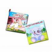 2 Kitap Tox Çiftlik Hayvanlar ve Vahşi Hayvanlar Kumaş Sessiz Kitap T058 T111 - Bez Kitap , Eğitici Oyuncak , Yumuşak ve Hışırtılı - 1