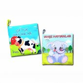 2 Kitap Tox Çiftlik Hayvanlar ve Vahşi Hayvanlar Kumaş Sessiz Kitap T134 T111 - Bez Kitap , Eğitici Oyuncak , Yumuşak ve Hışırtılı - 1