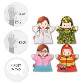 4 Parça Tox Meslekler El Kukla Set , Eğitici Oyuncak - 4
