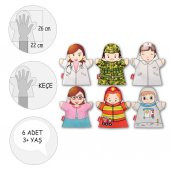 6 Parça Tox Meslekler El Kukla Set , Eğitici Oyuncak - 4