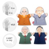 4 Parça Tox Aile Büyükleri El Kukla Set , Eğitici Oyuncak - 5