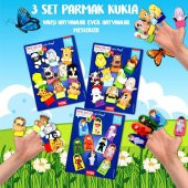 3 Set - 30 Parça Tox Evcil , Vahşi Hayvanlar ve Meslekler Parmak Kukla T771 T781 T761 - 2