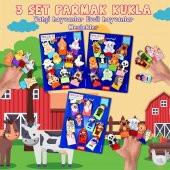 3 Set - 30 Parça Tox Evcil , Vahşi Hayvanlar ve Meslekler Parmak Kukla T772 T782 T762 - 2