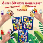 3 Set - 30 Parça Tox Evcil , Vahşi Hayvanlar ve Meslekler Parmak Kukla T771 T781 T761 - 7