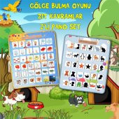 2 Set - 72 Parça  Zıt Kavramlar ve Gölge Eşleştirme Keçe Cırtlı Duvar Panoları , Eğitici Oyuncak - 2