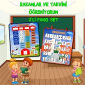 2 Set - 80 Parça  Rakamları ve Takvimi Öğreniyorum Keçe Cırtlı Duvar Panoları , Eğitici Oyuncak - 2