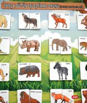 2 Set - 80 Parça Evcil ve Vahşi Parça Birleştirme Oyunu Keçe Cırtlı Duvar Panoları , Eğitici Oyuncak - 4