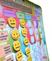 2 Set - 46 Parça Benim Programım ve Sorumluluk Çizelgem Keçe Cırtlı Duvar Panoları , Eğitici Oyuncak - 4