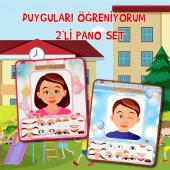 2 Set - 42 Parça  Kız ve Erkek Duyguları Öğreniyorum Keçe Cırtlı Duvar Panoları , Eğitici Oyuncak - 2