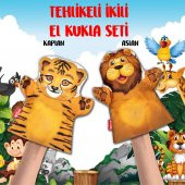 2 Parça Tox Vahşi Hayvanlar El Kukla Set , Eğitici Oyuncak - 2