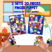 2 Set - 20 Parça Tox Taşıtlar ve Aile Bireyleri Parmak Kukla T752 T181 - 7