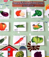 Parça Bütün Eşleştirme Oyunu (Sebzeler) Keçe Cırtlı Duvar Panosu , Eğitici Oyuncak - 11