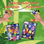 2 Set - 20 Parça Tox Safari ve Uçan Hayvanlar Parmak Kukla T223 T222 - 7