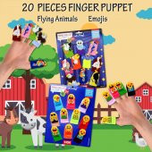 2 Set - 20 Parça Tox Emojiler ve Uçan Hayvanlar Parmak Kukla T106 T222 - 7