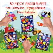 3 Set - 30 Parça Tox Deniz Canlıları,  Çiftlik ve Uçan Hayvanlar Parmak Kukla T120 T121 T222 thumbnail 7