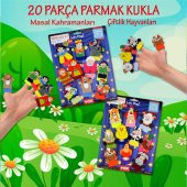 2 Set - 20 Parça Tox Çiftlik Hayvanları ve Masal Kahramanları Parmak Kukla T225 T220 - 1