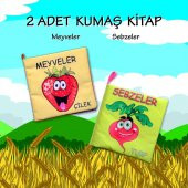 2 Kitap Tox Sebzeler ve Meyveler Kumaş Sessiz Kitap T113 T049 - Bez Kitap , Eğitici Oyuncak , Yumuşak ve Hışırtılı - 2