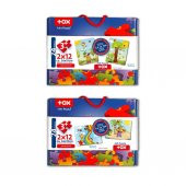 4 Set - 48 Parça Tox Gökkuşağı ve Zürafa 3+ Keçe Yapboz - 3 Yaş Puzzle T043 T042 - 3