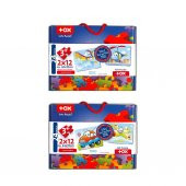 4 Set - 48 Parça Tox Uçak, Araba, Tekne ve Helikopter 3+ Keçe Yapboz - 3 Yaş Puzzle T004 T005 - 3