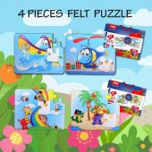 4 Set - 48 Parça Tox Tekne , Helikopter ve Gökkuşağı 3+ Keçe Yapboz - 3 Yaş Puzzle T005 T042 - 7