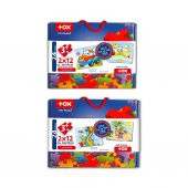4 Set - 48 Parça Tox Uçak, Araba ve Gökkuşağı 3+ Keçe Yapboz - 3 Yaş Puzzle T004 T042 - 3