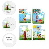 4 Set - 48 Parça Tox Zurafa ve Elmacı Ayı 3+ Keçe Yapboz - 3 Yaş Puzzle T044 T043 - 9