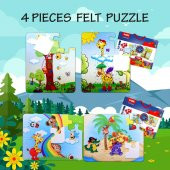 4 Set - 48 Parça Tox Gökkuşağı ve Zürafa 3+ Keçe Yapboz - 3 Yaş Puzzle T043 T042 - 7