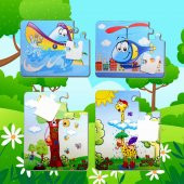 4 Set - 48 Parça Tox Tekne , Helikopter ve Zürafa 3+ Keçe Yapboz - 3 Yaş Puzzle T043 T005 - 4