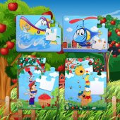 4 Set - 48 Parça Tox Tekne , Helikopter ve Elmacı Ayı 3+ Keçe Yapboz - 3 Yaş Puzzle T044 T005 - 10