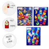 3 Set - 30 Parça Tox Masal Kahramanları, Meyveler ve Sebzeler Parmak Kukla T105 T104 T225 - 8