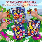 3 Set - 30 Parça Tox Masal Kahramanları, Deniz Canlıları ve Çiftlik Hayvanları Parmak Kukla T220 T221 T225 - 2