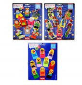 3 Set - 30 Parça Tox Masal Kahramanları, Karagöz Hacivat ve Emojiler Parmak Kukla T225 T106 T224 - 4