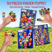 3 Set - 30 Parça Tox Masal Kahramanları, Karagöz Hacivat ve Emojiler Parmak Kukla T225 T106 T224 - 7