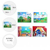 4 Set - 96 Parça Tox Origami ve Sahne 5+ Keçe Yapboz - 5 Yaş Puzzle T019 T018 - 4