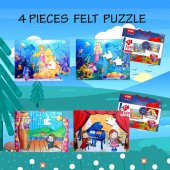 4 Set - 96 Parça Tox Deniz Kızı ve Sahne 5+ Keçe Yapboz - 5 Yaş Puzzle T041 T019 - 7
