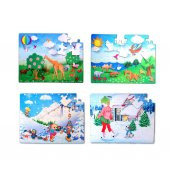 4 Set - 96 Parça Tox Kış ve Origami 5+ Keçe Yapboz - 5 Yaş Puzzle T018 T014 - 1