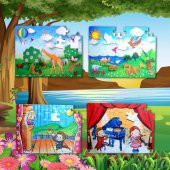 4 Set - 96 Parça Tox Deniz Kızı ve Sahne 5+ Keçe Yapboz - 5 Yaş Puzzle T041 T019 - 10